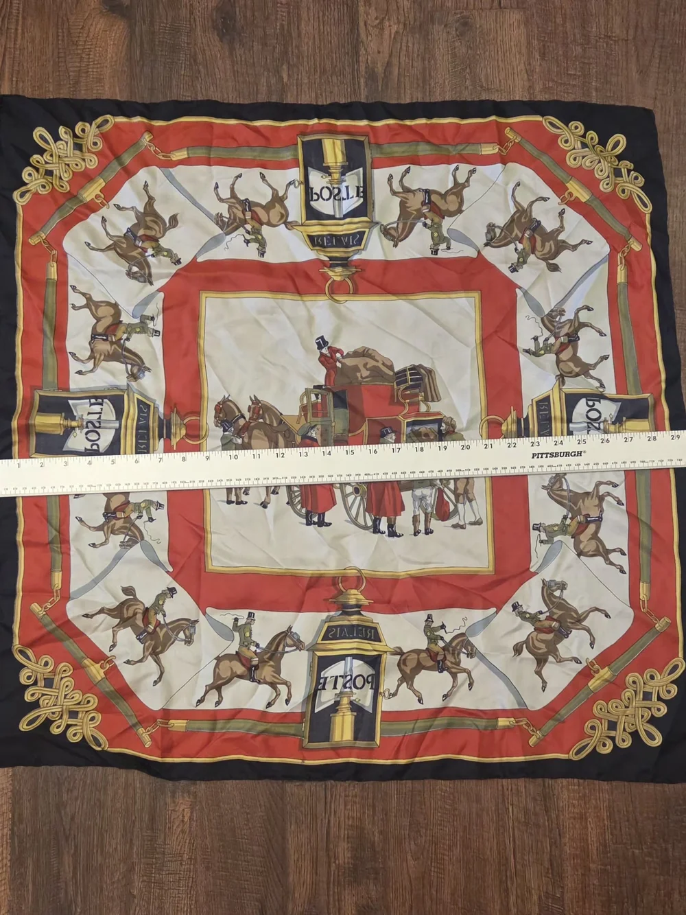 Vintage Silk Scarf Equestrian Relais Poste No Signature
